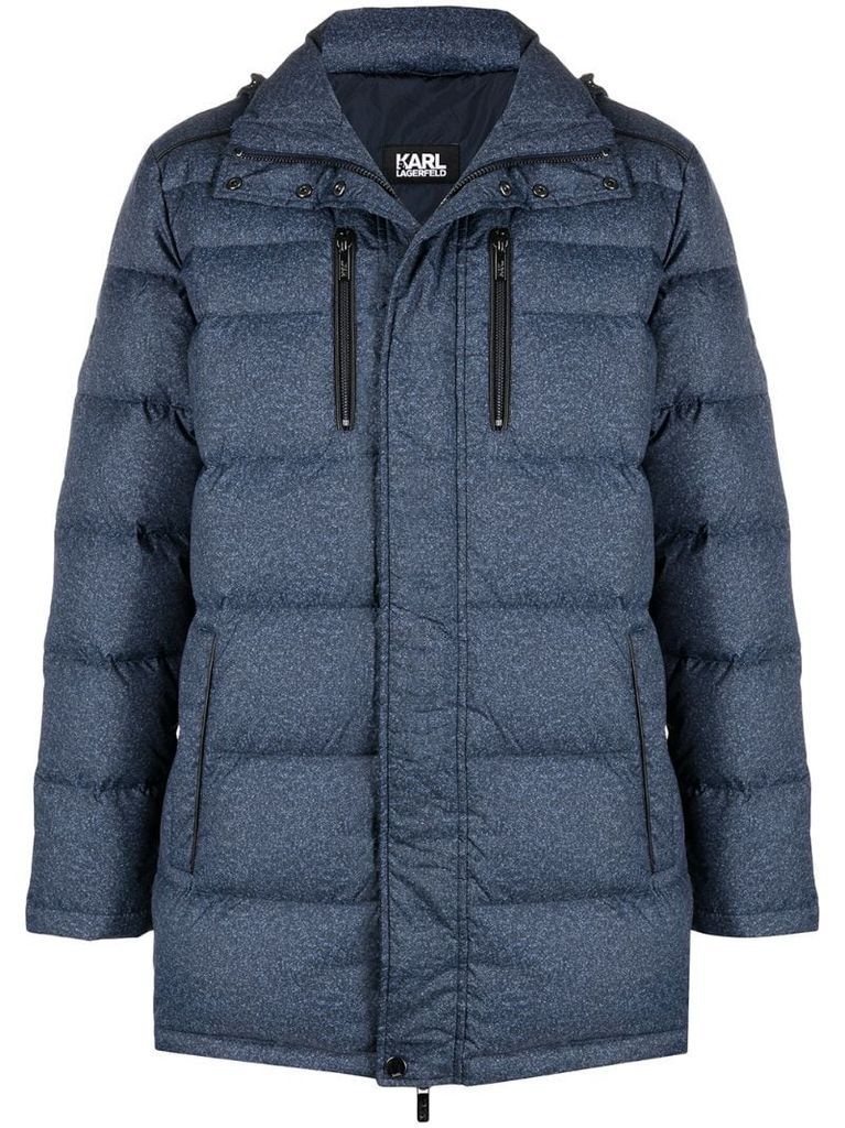 grained-effect padded coat