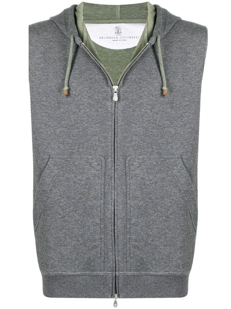 sleeveless zip-up hoodie