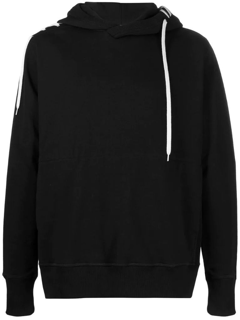 contrasting laced cotton hoodie