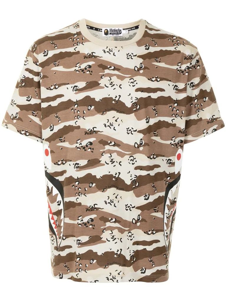 Shark camouflage-print cotton T-shirt