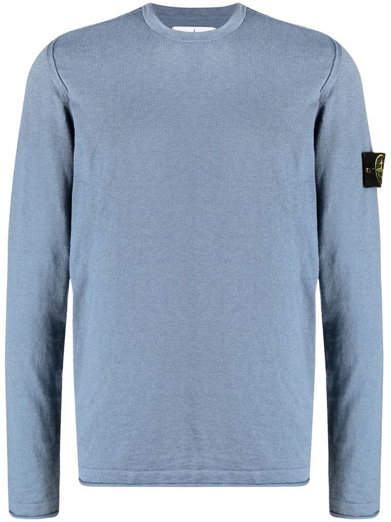 logo-patch crew neck jumper