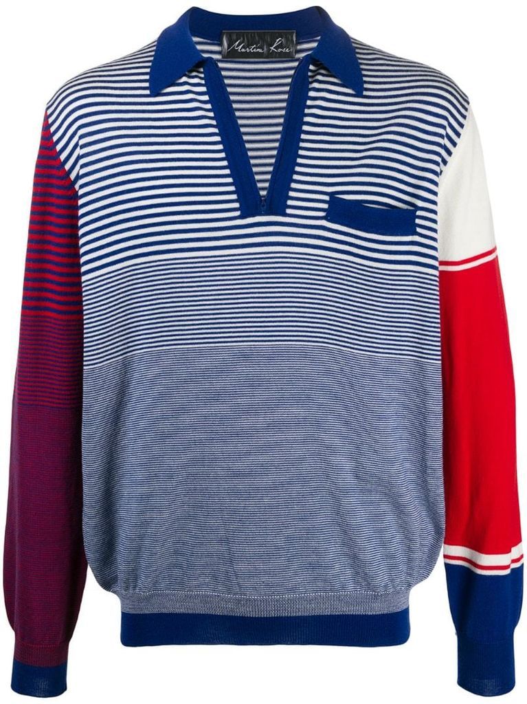 contrast striped-print jumper