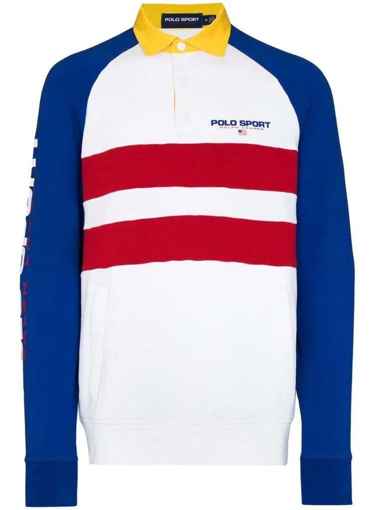 Sport-logo colour-block polo shirt