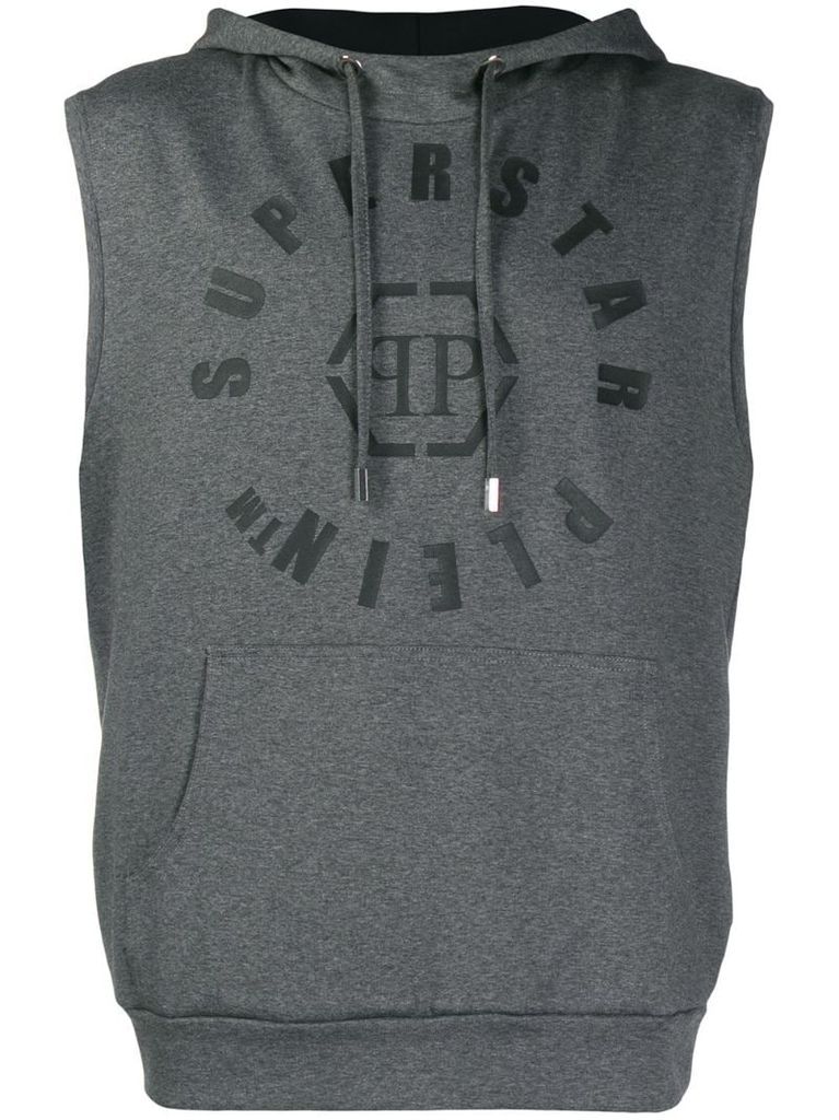 sleeveless logo hoodie