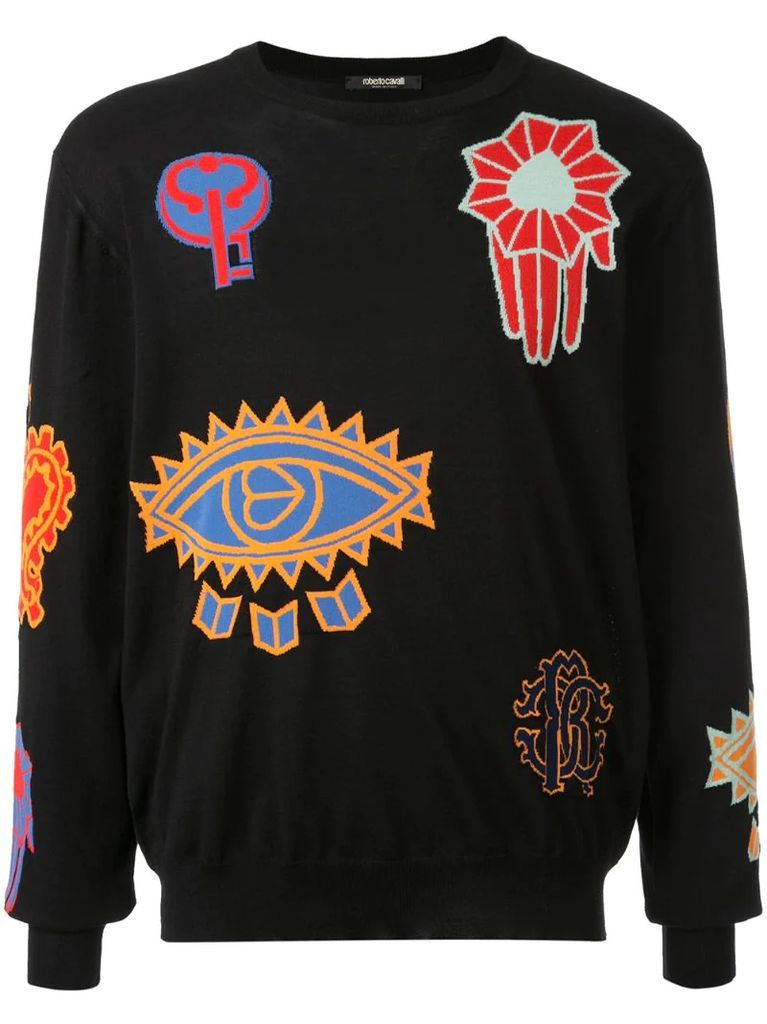 colour-block embroidered sweater