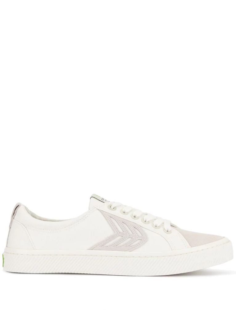 CATIBA Low Off White Canvas Ice Suede Accents Sneaker