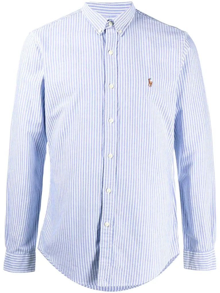 embroidered logo striped shirt