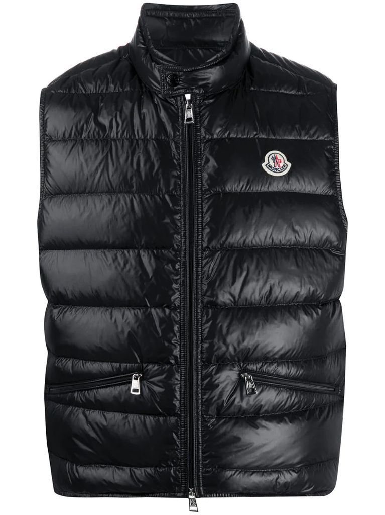 quilted logo gilet