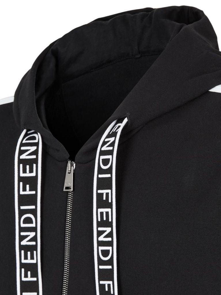 panelled zipped hoodie