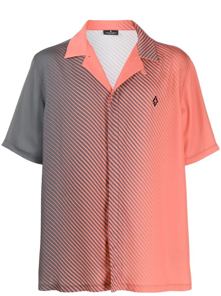 striped ombré notched-collar shirt