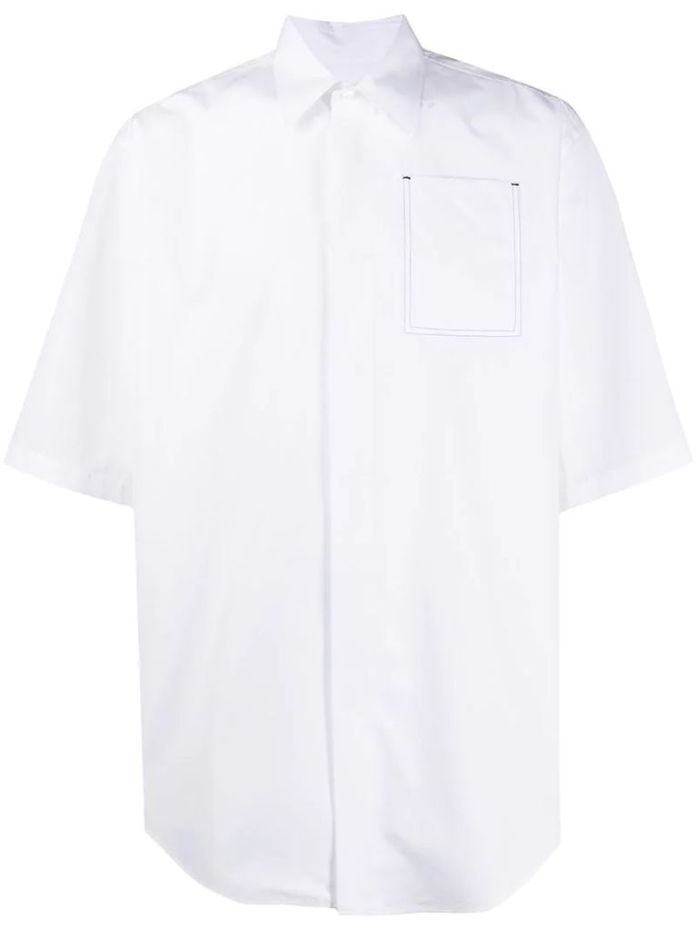 short-sleeved patch-pocket boxy shirt