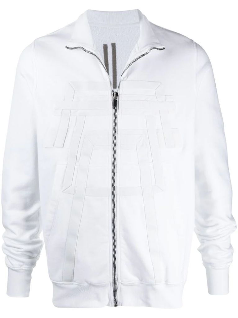 geometric trim zipped jacket