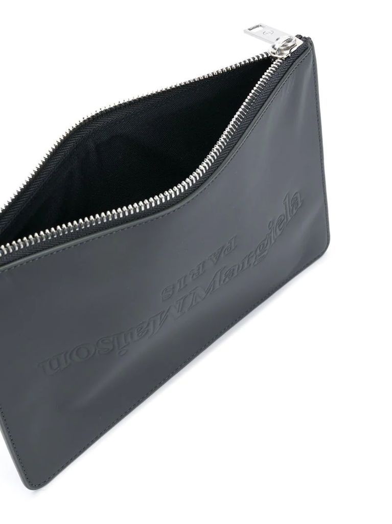 logo leather clutch