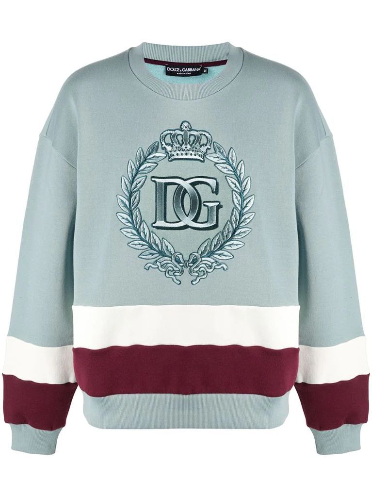 logo-embroidered striped sweatshirt