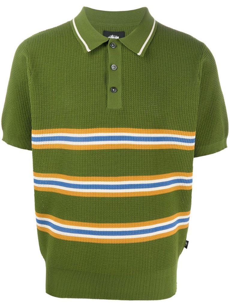 chunky knit striped polo shirt