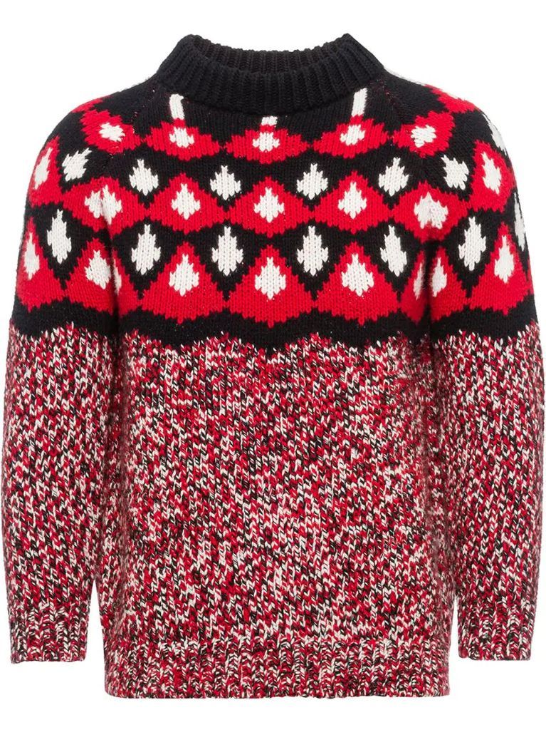 patterned jacquard knit jumper