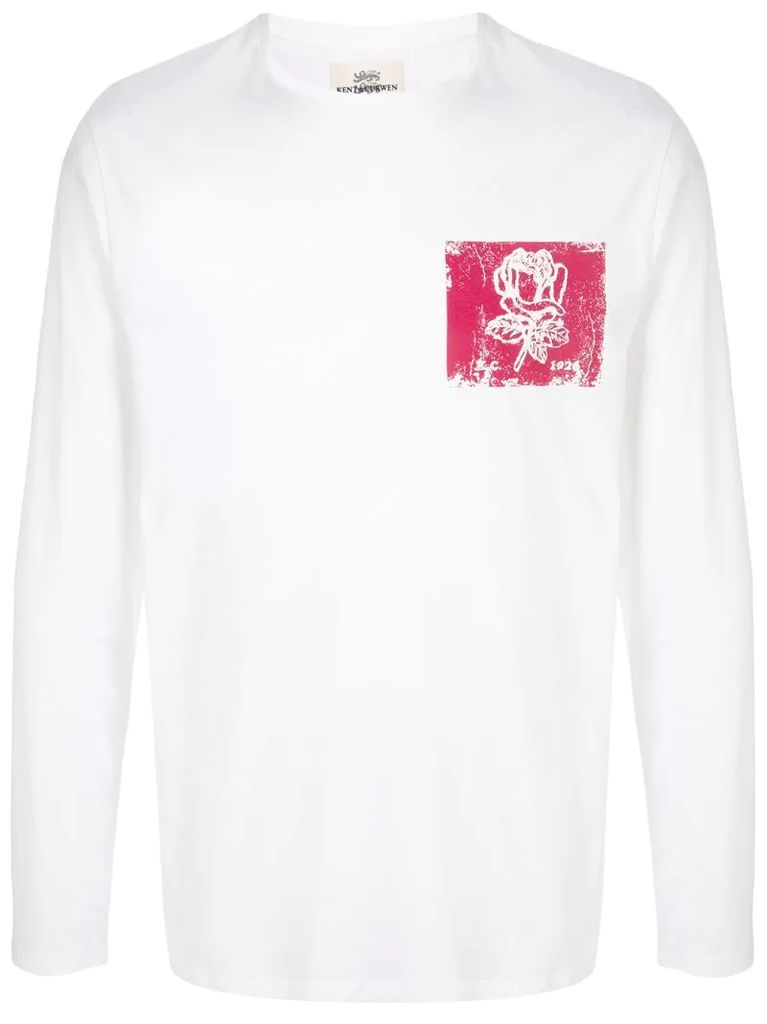 distressed rose print T-shirt