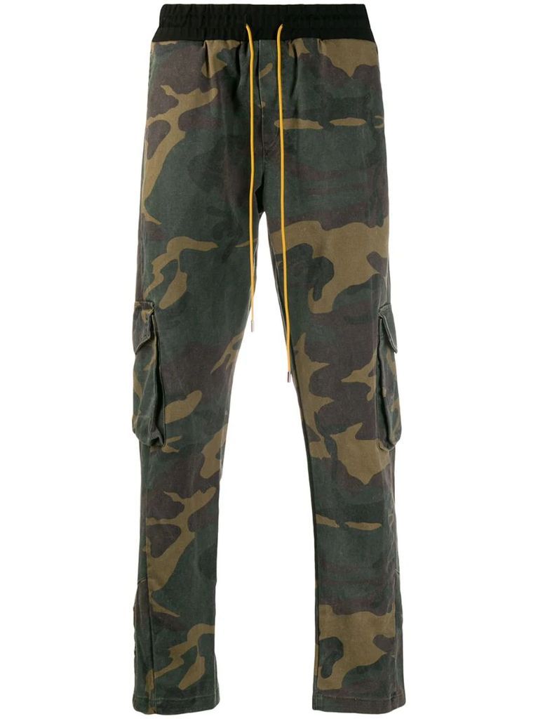 camouflage print track trousers