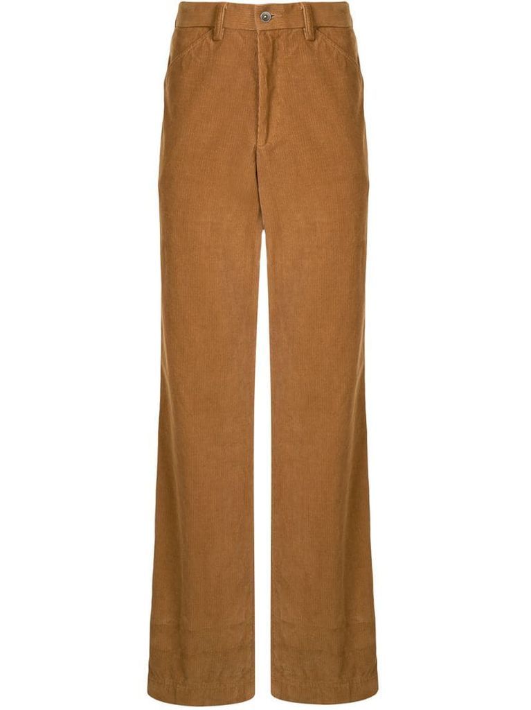 ribbed style wide-leg trousers