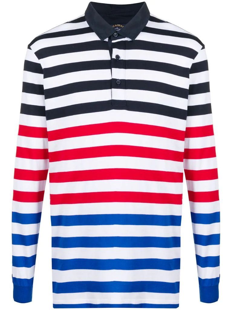 long-sleeve stripe polo shirt