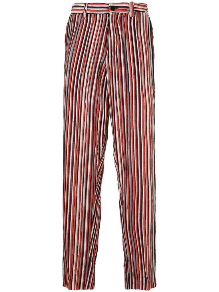 vertical stripe straight trousers