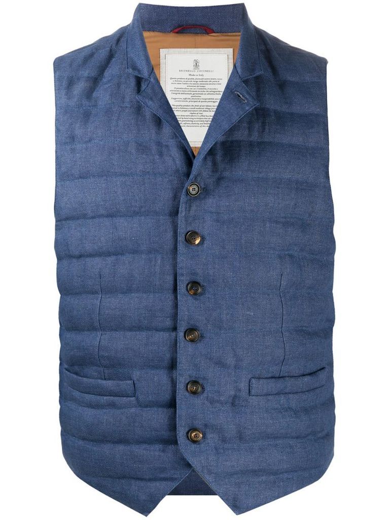 notch lapel quilted gilet