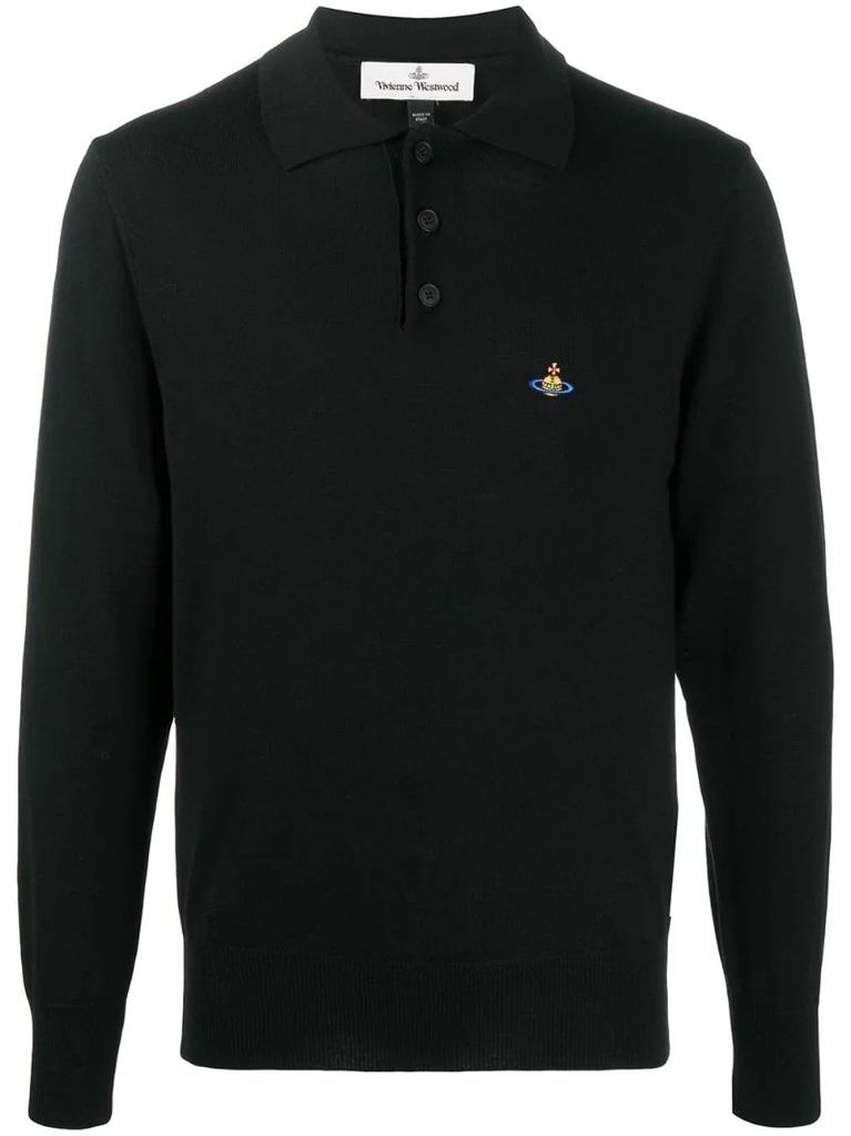 embroidered-logo virgin-wool polo shirt