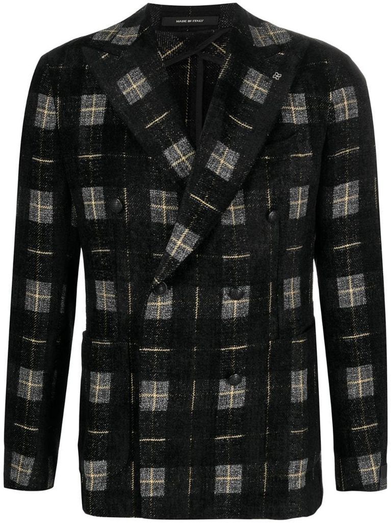 check pattern double-breasted blazer