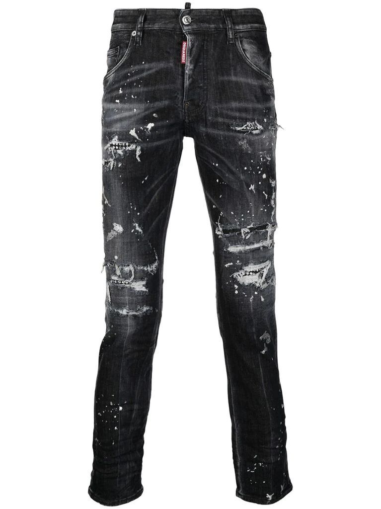 embellished slim-fit jeans