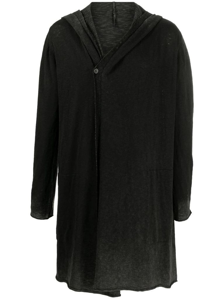 long hooded cotton cardigan