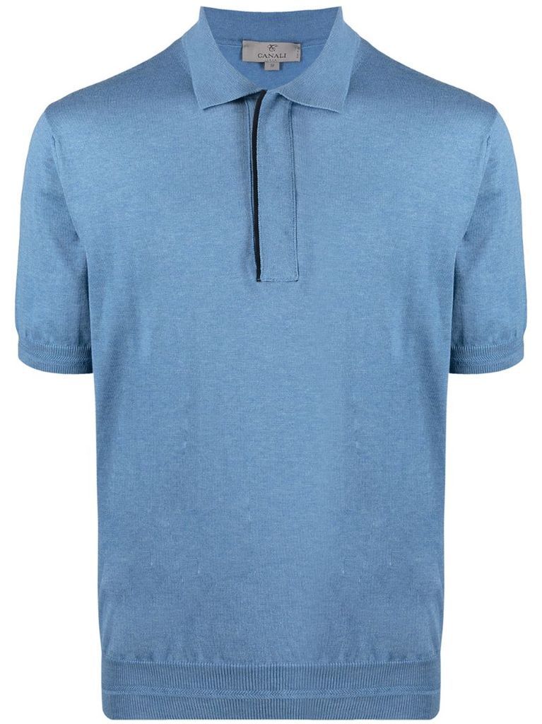 cotton zipped polo shirt