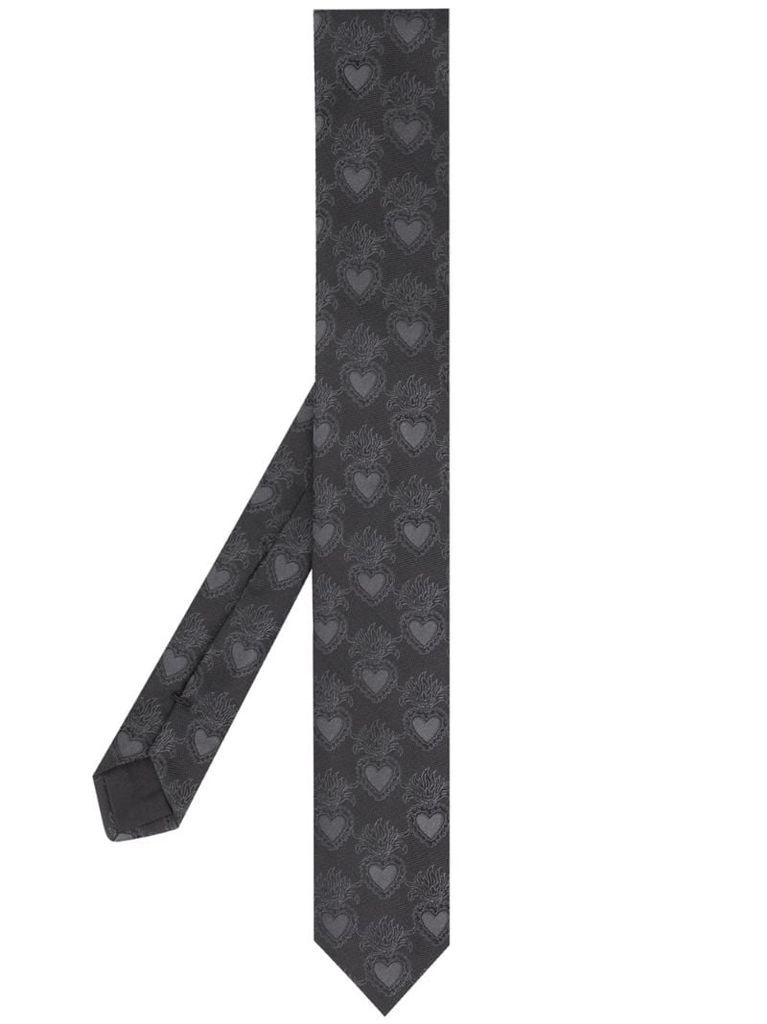 heart-pattern silk tie