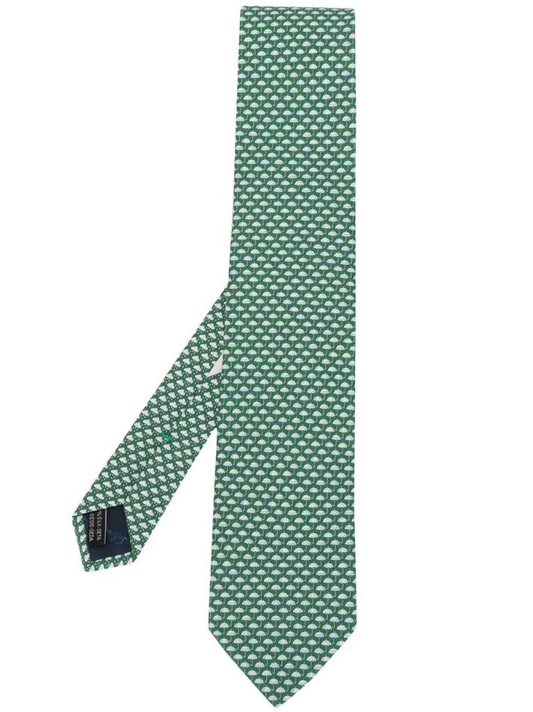 umbrella print silk tie