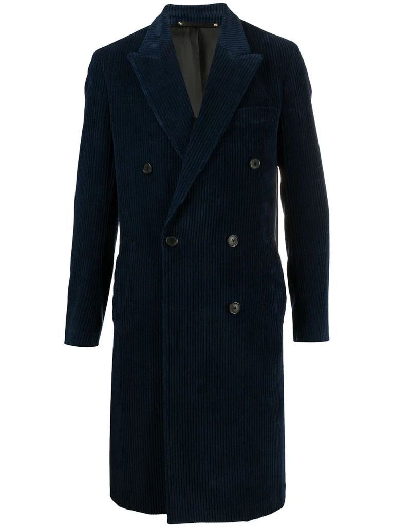 double-breasted corduroy coat