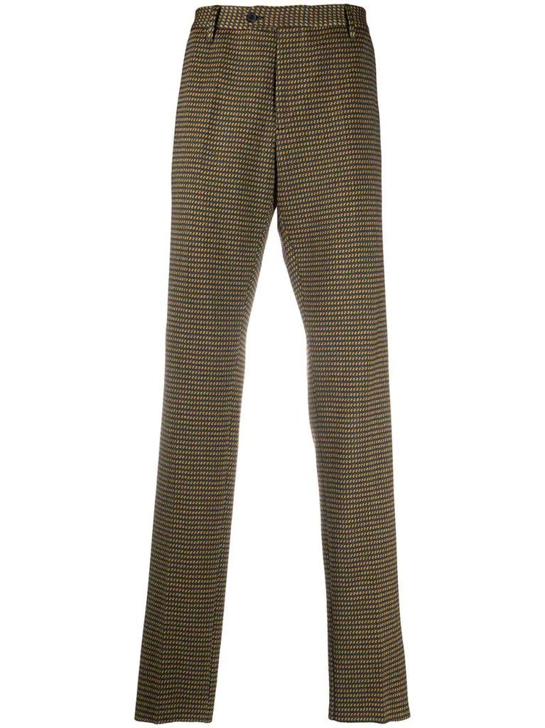 micro-motif tapered trousers