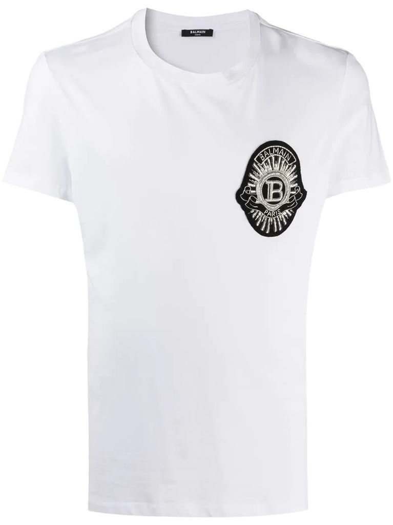 beaded embroidered logo T-shirt