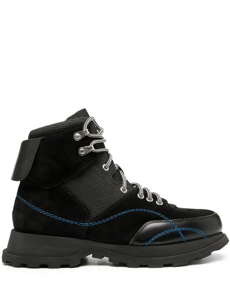 contrast-stitch mountain boots