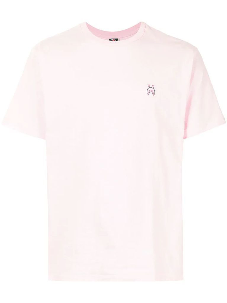 embroidered shark motif cotton T-shirt