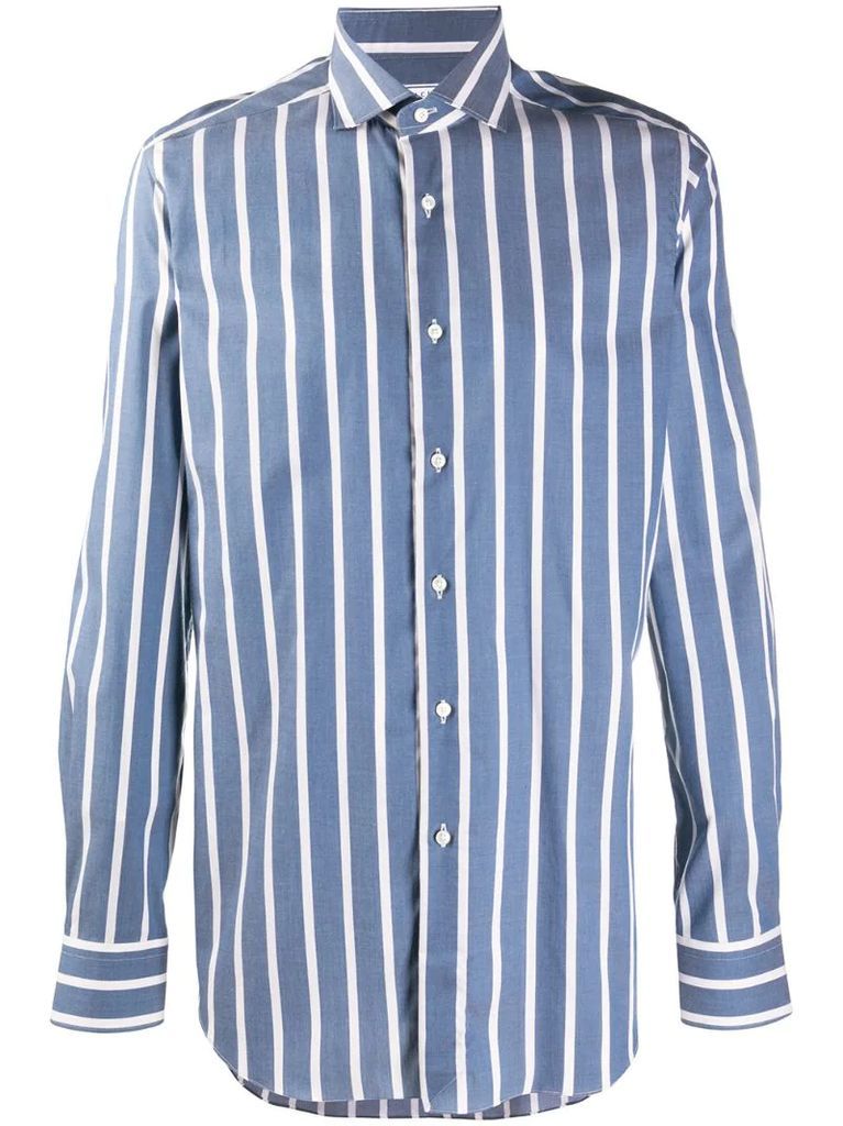 long-sleeved stripe print shirt