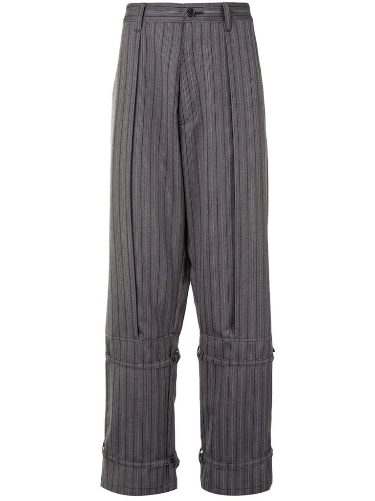 pinstriped tailored trousers