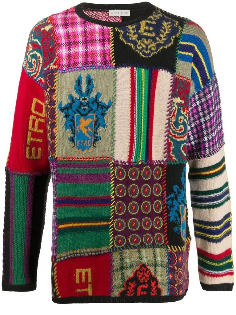 patchwork mixed-pattern jumper