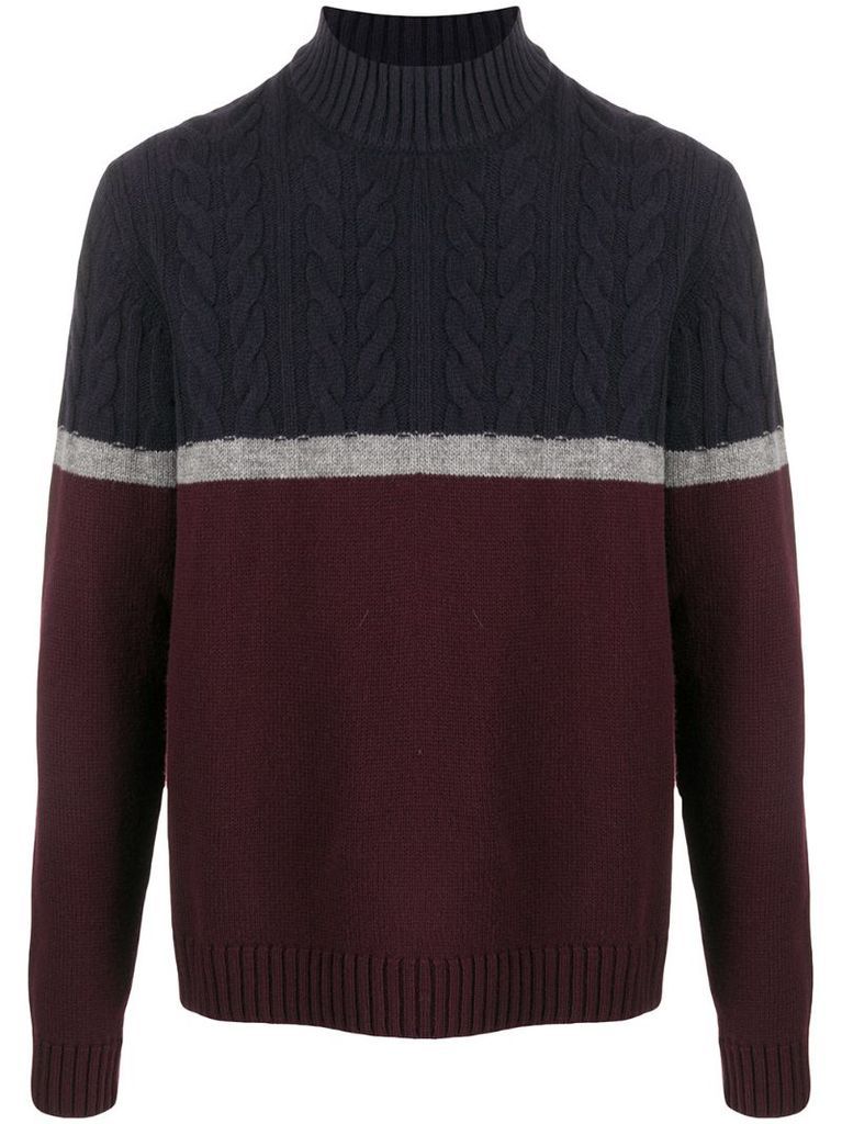 colour-block virgin wool jumper