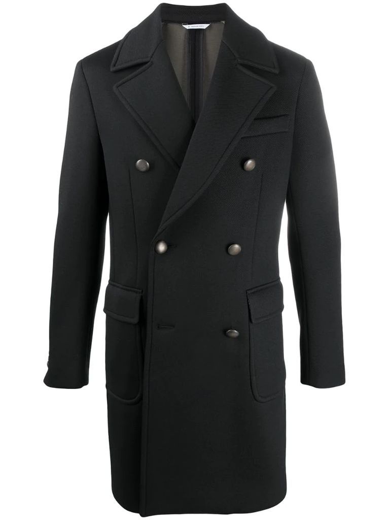 double-breasted mid-length coat