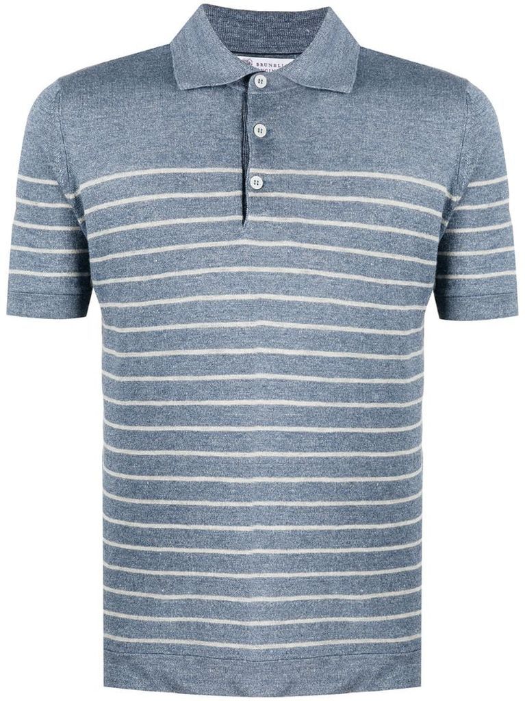 stripe print polo shirt