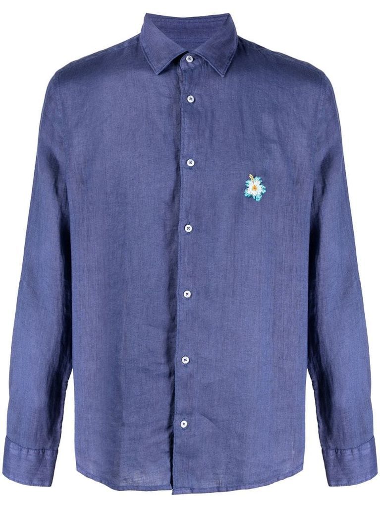 floral embroidered linen shirt
