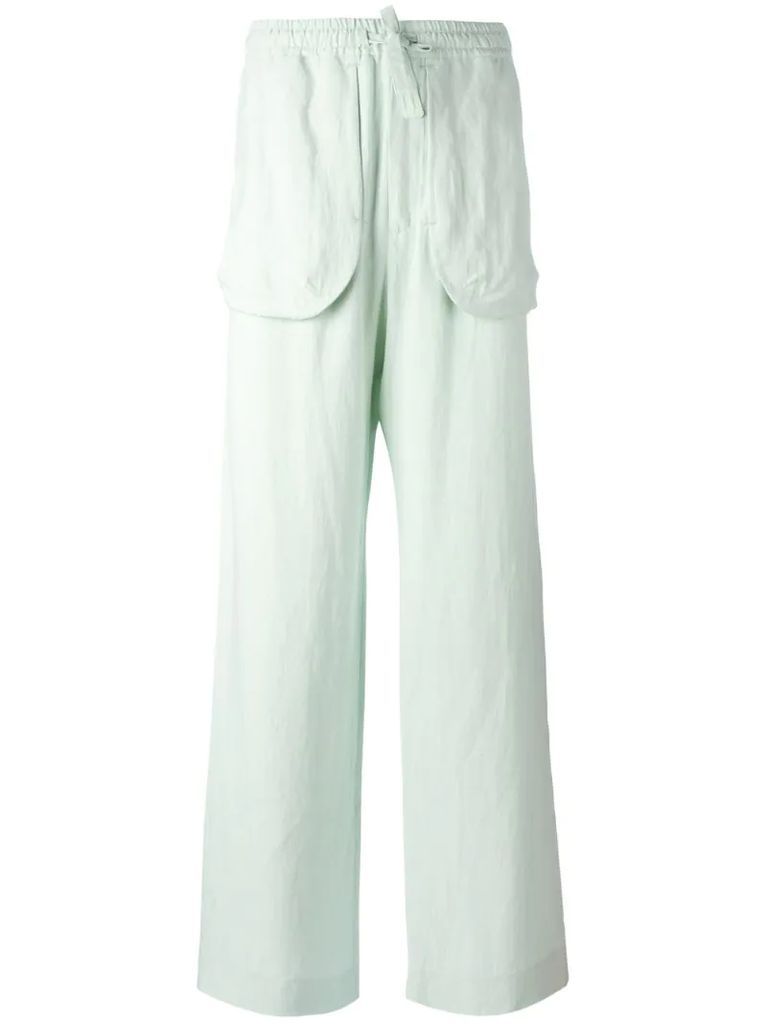 external pockets straight trousers