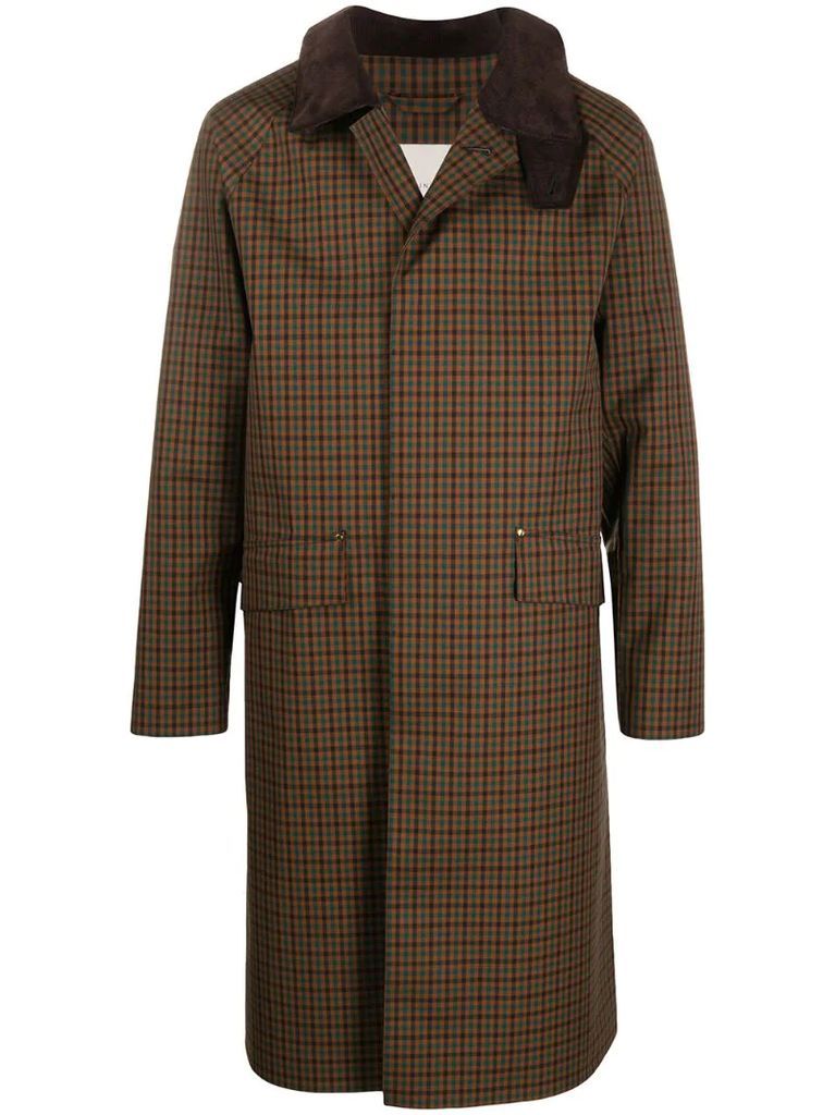 checked wool-blend coat