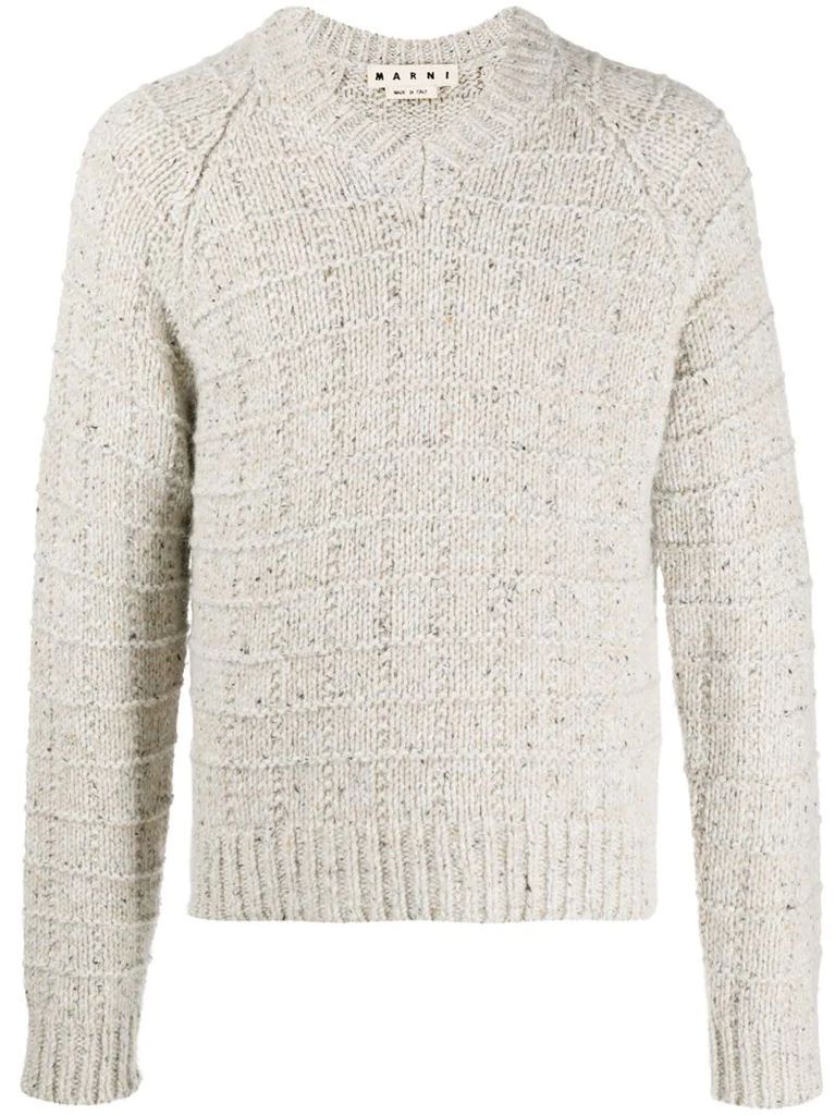 mottled crochet knit jumper