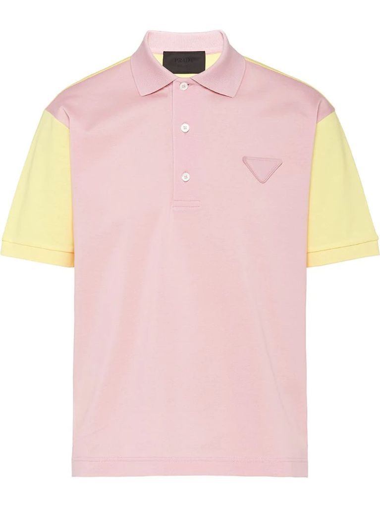 logo patch colour-block polo shirt