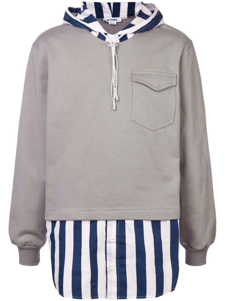 layered striped hoodie